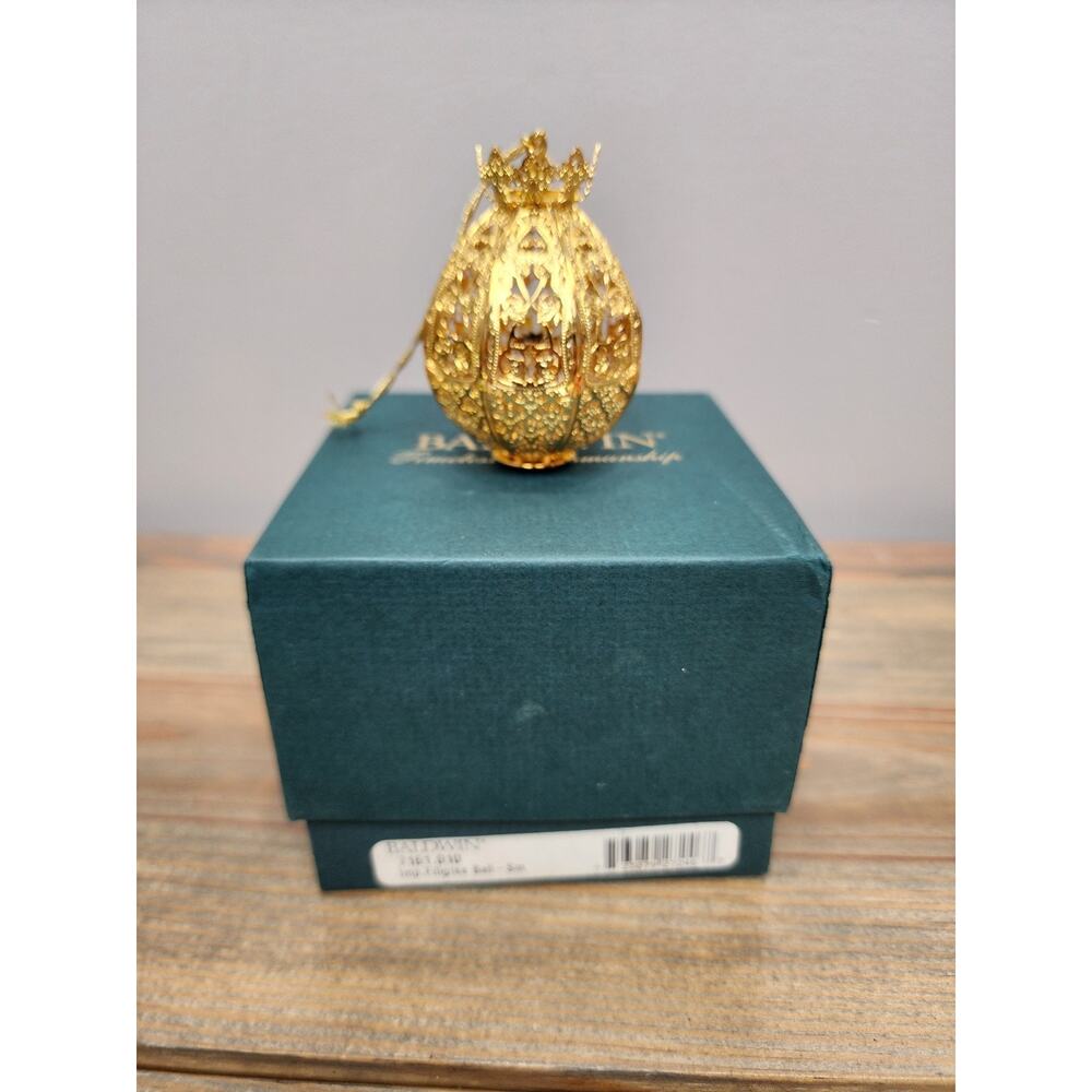 VTG Baldwin 1998 3D Filigree Egg 24k Gold over Brass 7131.010